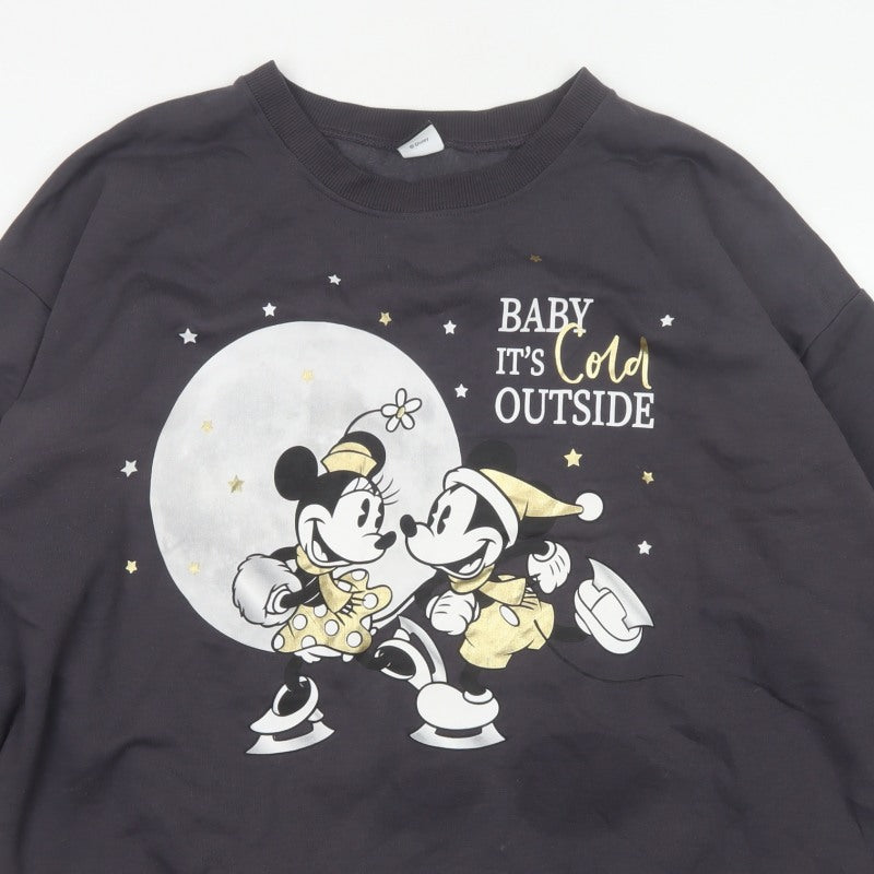 George Women's Black 2XL Mickey Minnie Christmas Pullover Sweatshirt