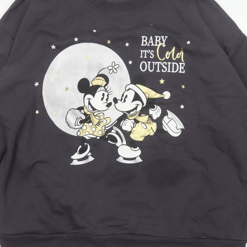 George Women's Black 2XL Mickey Minnie Christmas Pullover Sweatshirt
