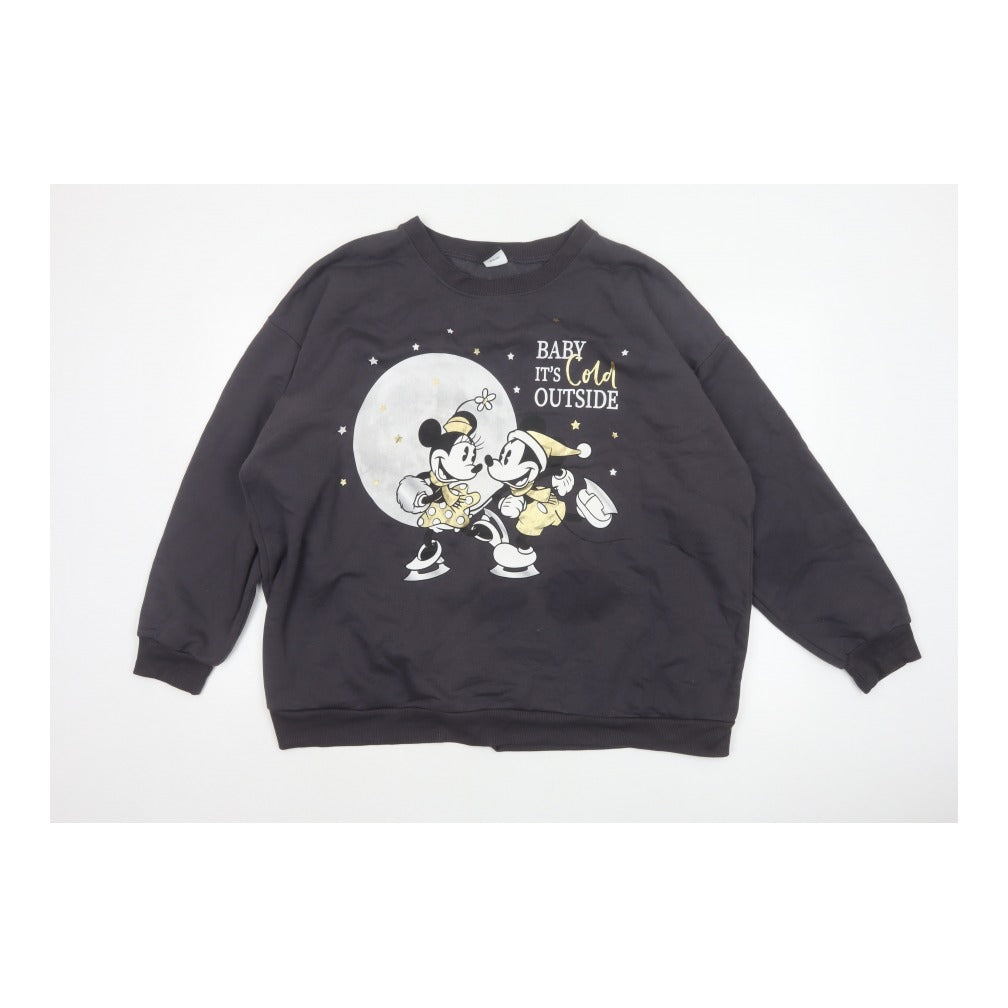 George Women's Black 2XL Mickey Minnie Christmas Pullover Sweatshirt