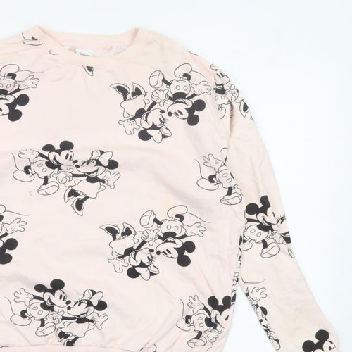 Disney Women Pink Size 12 L Mickey Minnie Cotton Pullover Sweatshirt