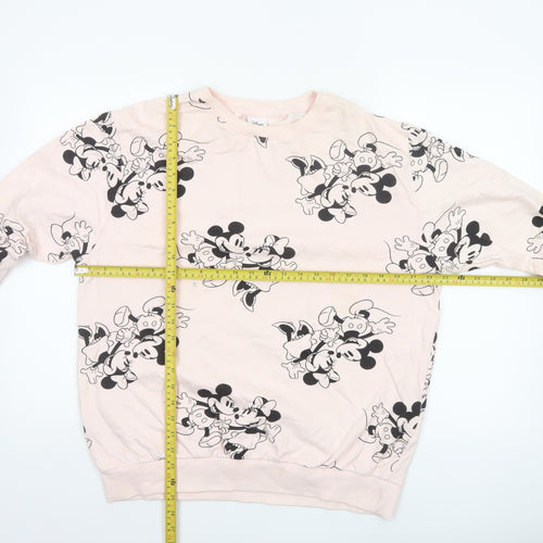 Disney Women Pink Size 12 L Mickey Minnie Cotton Pullover Sweatshirt