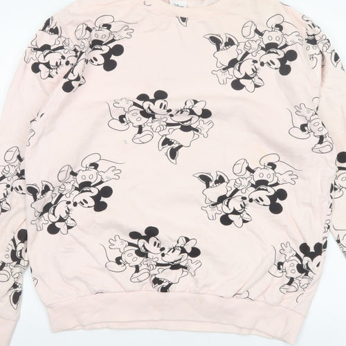 Disney Women Pink Size 12 L Mickey Minnie Cotton Pullover Sweatshirt