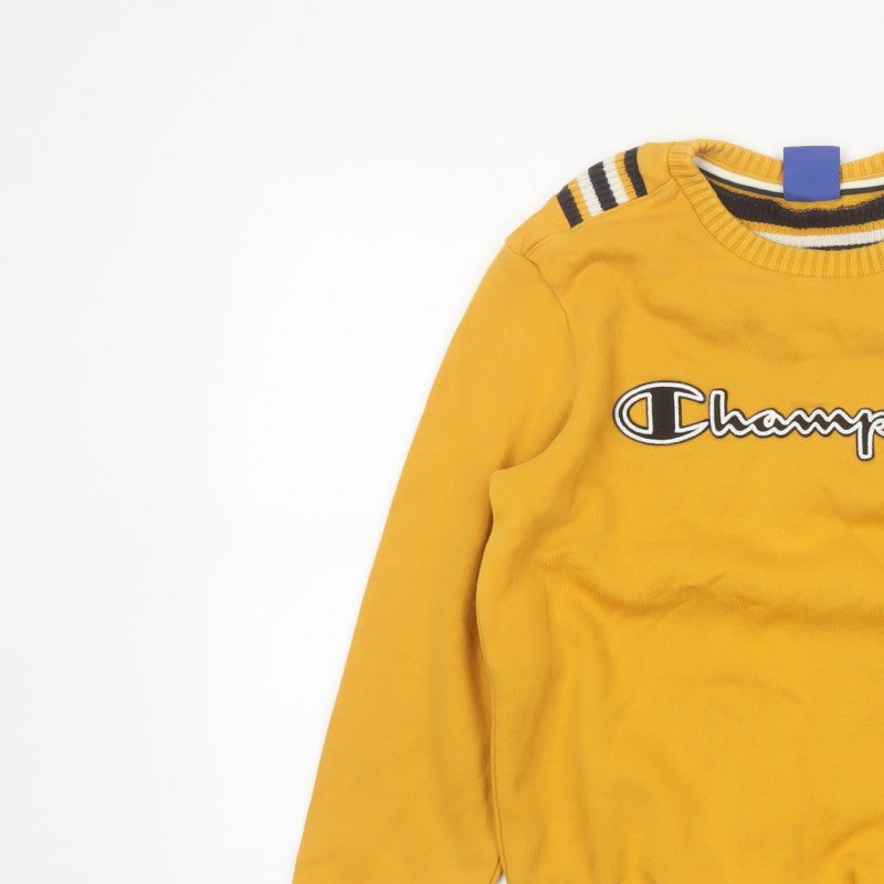 Champion Boys Yellow 11-12 Years Logo Crew Neck Pullover Sweatshirt