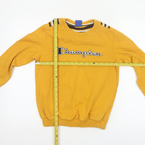 Champion Boys Yellow 11-12 Years Logo Crew Neck Pullover Sweatshirt