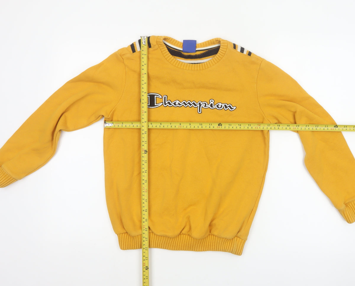 Champion Boys Yellow 11-12 Years Logo Crew Neck Pullover Sweatshirt
