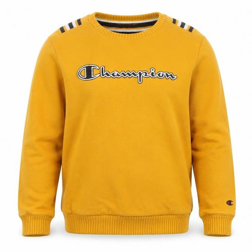 Champion Boys Yellow 11-12 Years Logo Crew Neck Pullover Sweatshirt