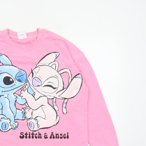 Primark Disney Stitch & Angel Women’s Pink L Pullover Sweatshirt