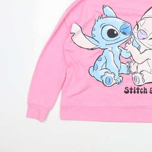 Primark Disney Stitch & Angel Women’s Pink L Pullover Sweatshirt