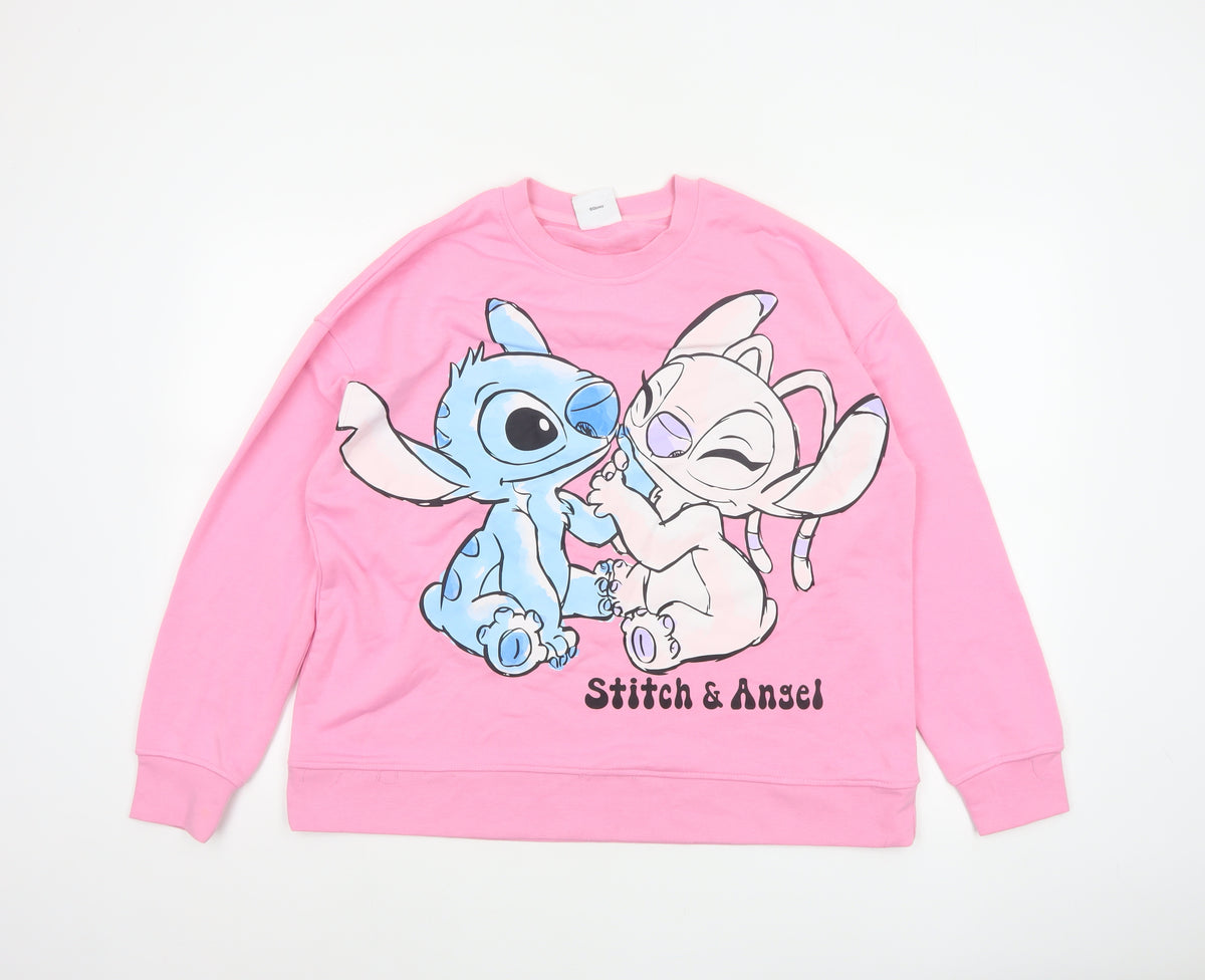 Primark Disney Stitch & Angel Women’s Pink L Pullover Sweatshirt