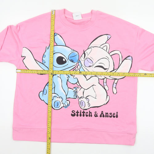 Primark Disney Stitch & Angel Women’s Pink L Pullover Sweatshirt
