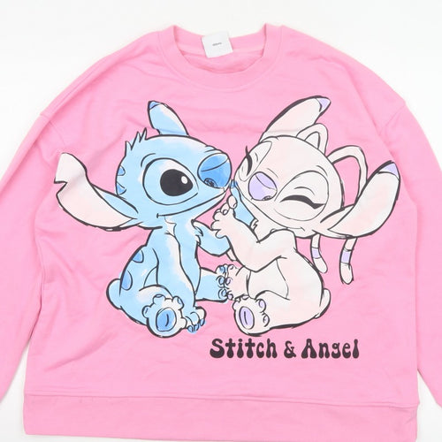 Primark Disney Stitch & Angel Women’s Pink L Pullover Sweatshirt
