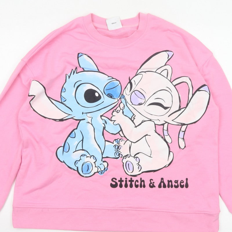 Primark Disney Stitch & Angel Women’s Pink L Pullover Sweatshirt