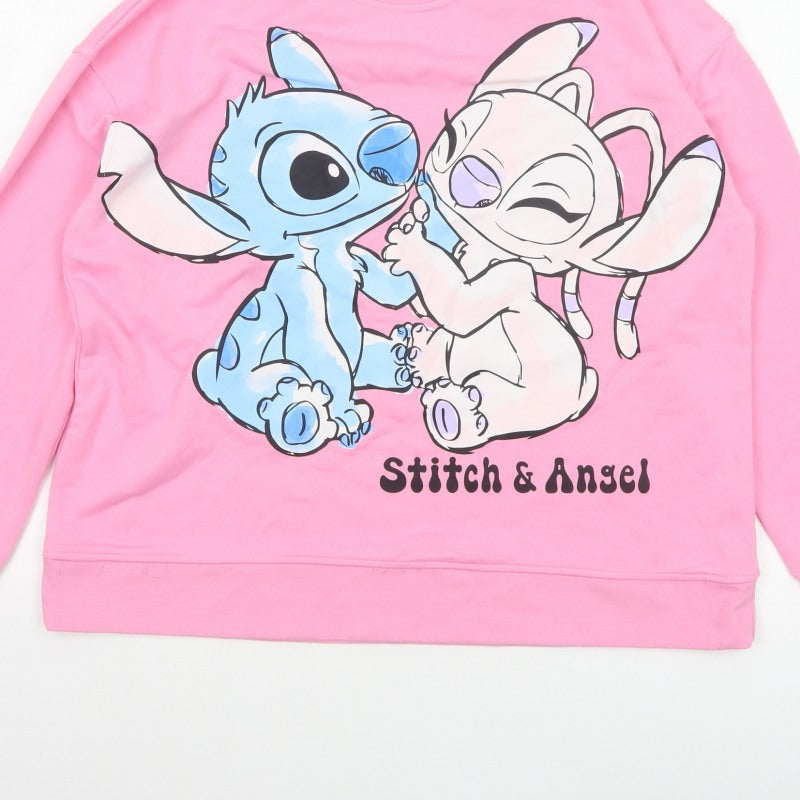 Primark Disney Stitch & Angel Women’s Pink L Pullover Sweatshirt