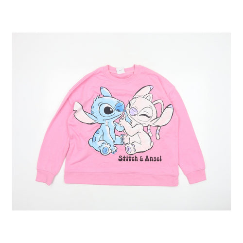 Primark Disney Stitch & Angel Women’s Pink L Pullover Sweatshirt
