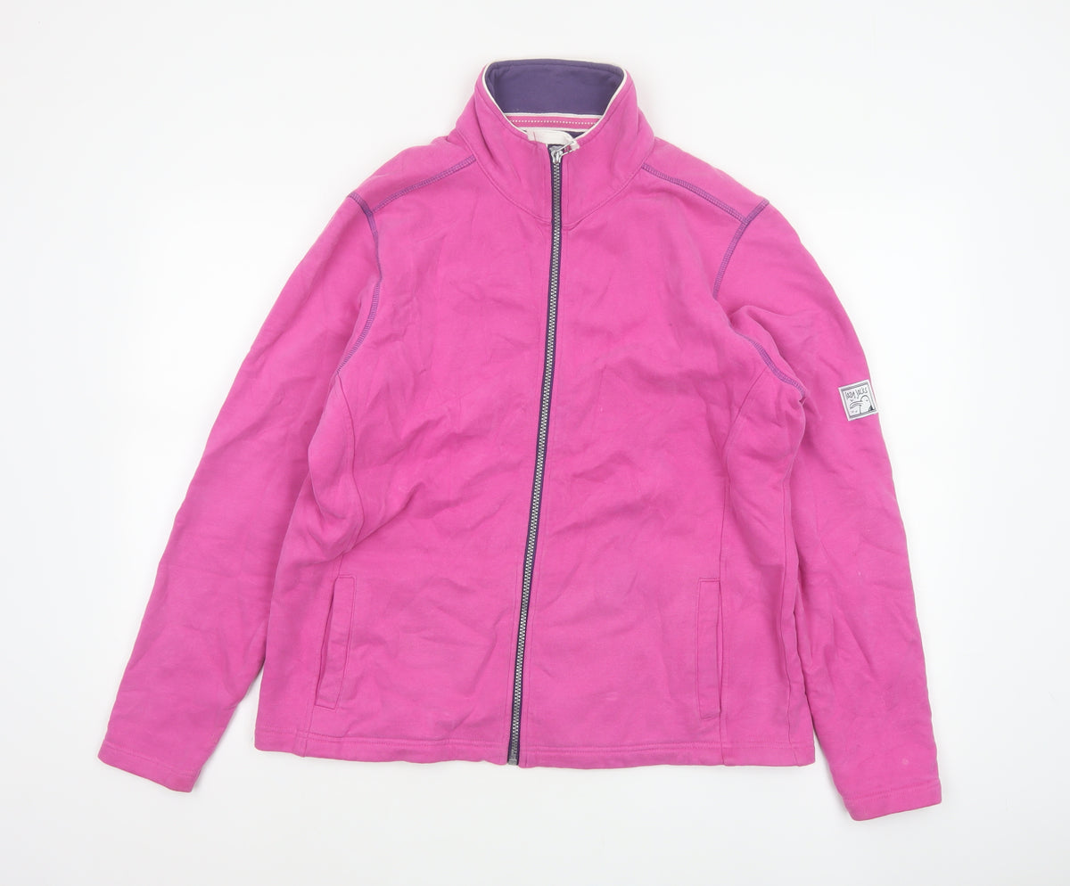 Lazy Jacks Unisex Pink L Full Zip Cotton Basic Jacket Pockets