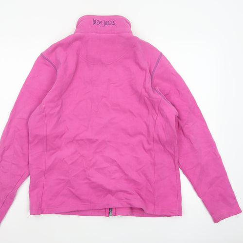 Lazy Jacks Unisex Pink L Full Zip Cotton Basic Jacket Pockets