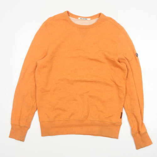 Ben Sherman Men Orange S Crew Neck Pullover Cotton Sweatshirt