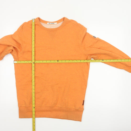 Ben Sherman Men Orange S Crew Neck Pullover Cotton Sweatshirt