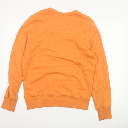 Ben Sherman Men Orange S Crew Neck Pullover Cotton Sweatshirt