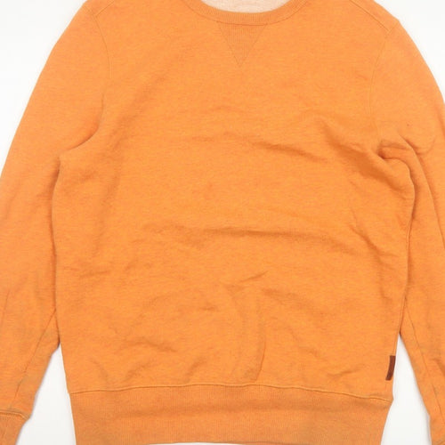 Ben Sherman Men Orange S Crew Neck Pullover Cotton Sweatshirt