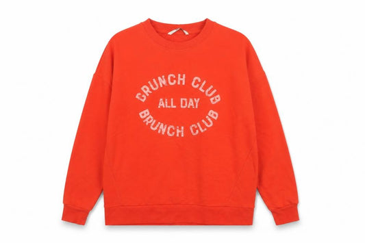 Front view of Tu Women’s Red, size UK 12, Brunch Club Graphic Pullover Sweatshirt