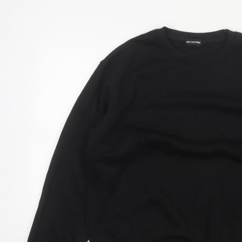 PrettyLittleThing Men’s Black M Crew Neck Pullover Fleece Sweatshirt