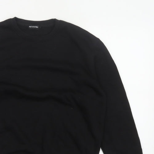 PrettyLittleThing Men’s Black M Crew Neck Pullover Fleece Sweatshirt