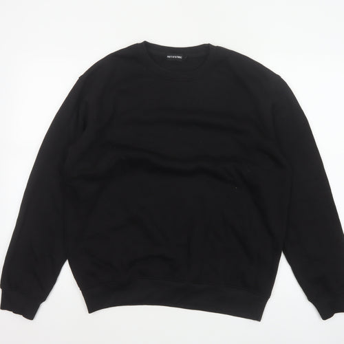 PrettyLittleThing Men’s Black M Crew Neck Pullover Fleece Sweatshirt