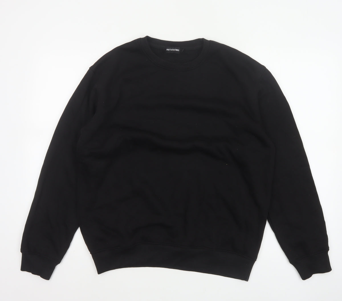 PrettyLittleThing Men’s Black M Crew Neck Pullover Fleece Sweatshirt