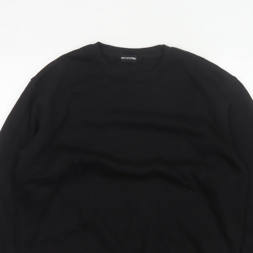 PrettyLittleThing Men’s Black M Crew Neck Pullover Fleece Sweatshirt
