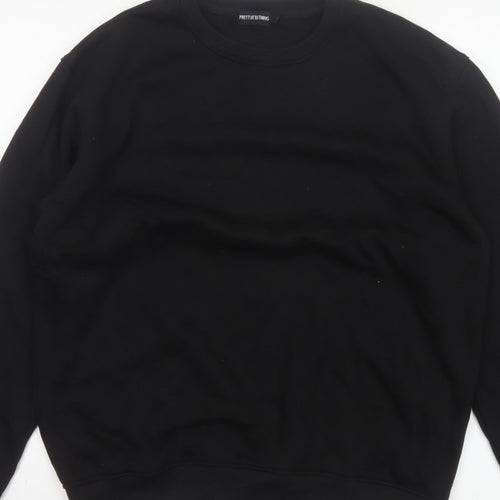 PrettyLittleThing Men’s Black M Crew Neck Pullover Fleece Sweatshirt