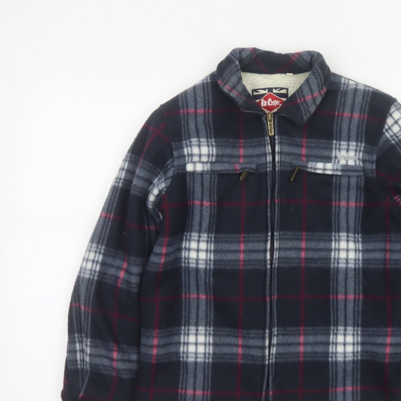 Lee Cooper Boys Navy Plaid Fleece Lined Zip Jacket Age 11-12 Years