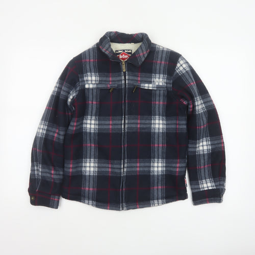 Lee Cooper Boys Navy Plaid Fleece Lined Zip Jacket Age 11-12 Years