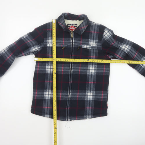 Lee Cooper Boys Navy Plaid Fleece Lined Zip Jacket Age 11-12 Years