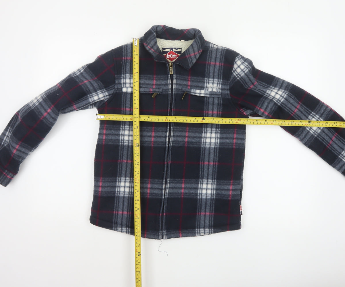 Lee Cooper Boys Navy Plaid Fleece Lined Zip Jacket Age 11-12 Years