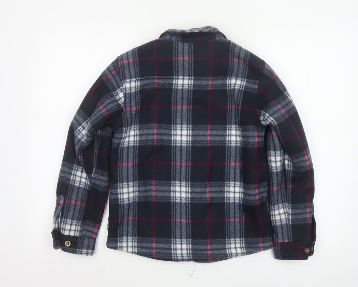Lee Cooper Boys Navy Plaid Fleece Lined Zip Jacket Age 11-12 Years