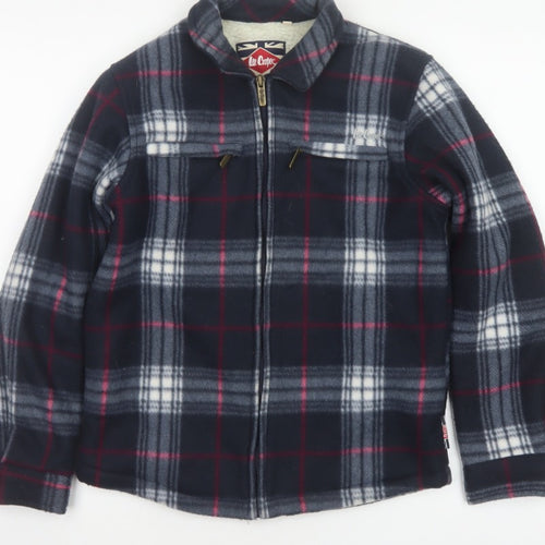 Lee Cooper Boys Navy Plaid Fleece Lined Zip Jacket Age 11-12 Years