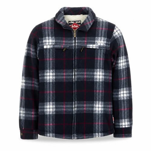Lee Cooper Boys Navy Plaid Fleece Lined Zip Jacket Age 11-12 Years