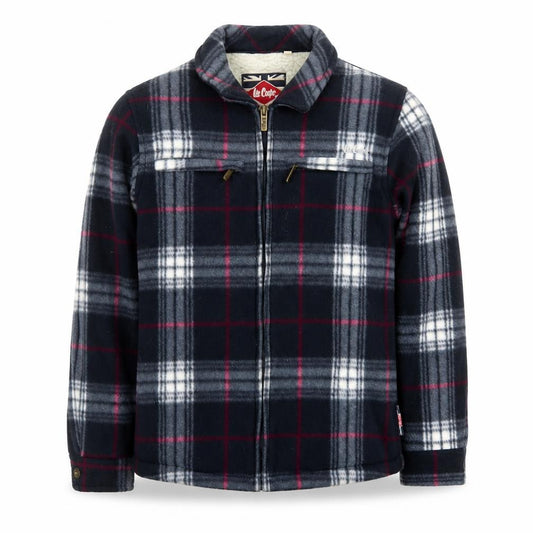 Lee Cooper Boys Navy Plaid Fleece Lined Zip Jacket Age 11-12 Years