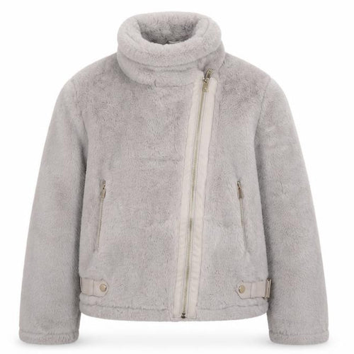 River Island Girls Grey 11-12 Years Faux Fur Biker Jacket Zip