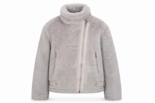 River Island Girls Grey 11-12 Years Faux Fur Biker Jacket Zip