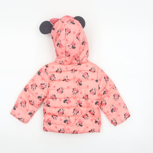 Disney Baby Girls Pink 12-18 Months Minnie Mouse Hooded Puffer Jacket