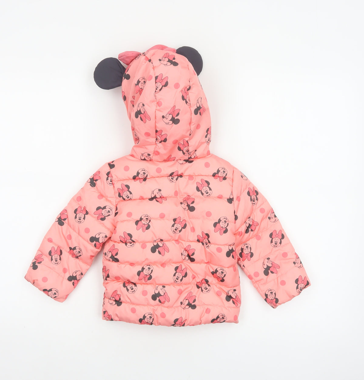 Disney Baby Girls Pink 12-18 Months Minnie Mouse Hooded Puffer Jacket