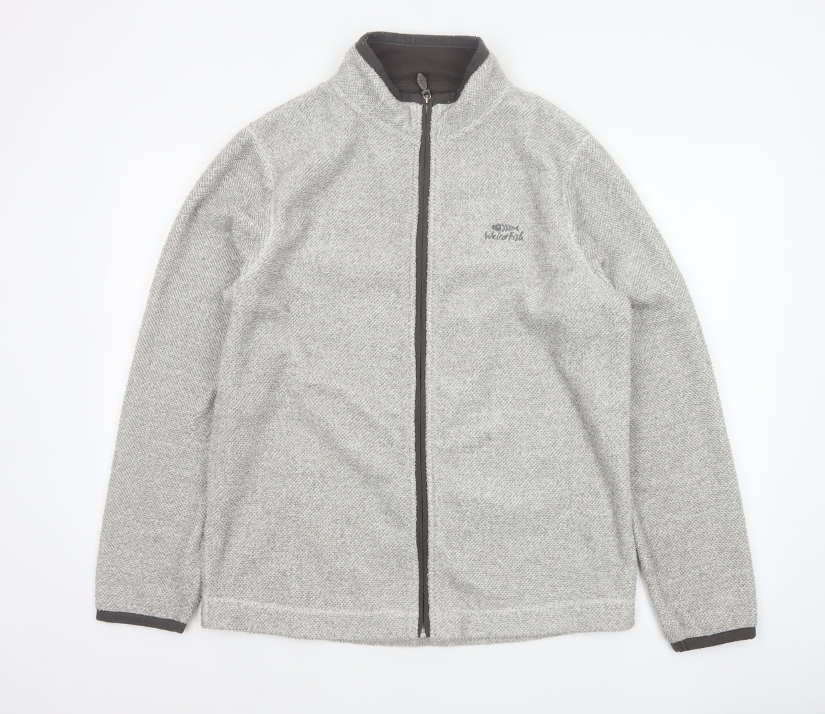 Weird Fish Men’s Grey Fleece Full Zip Stand-Up Collar Jacket M