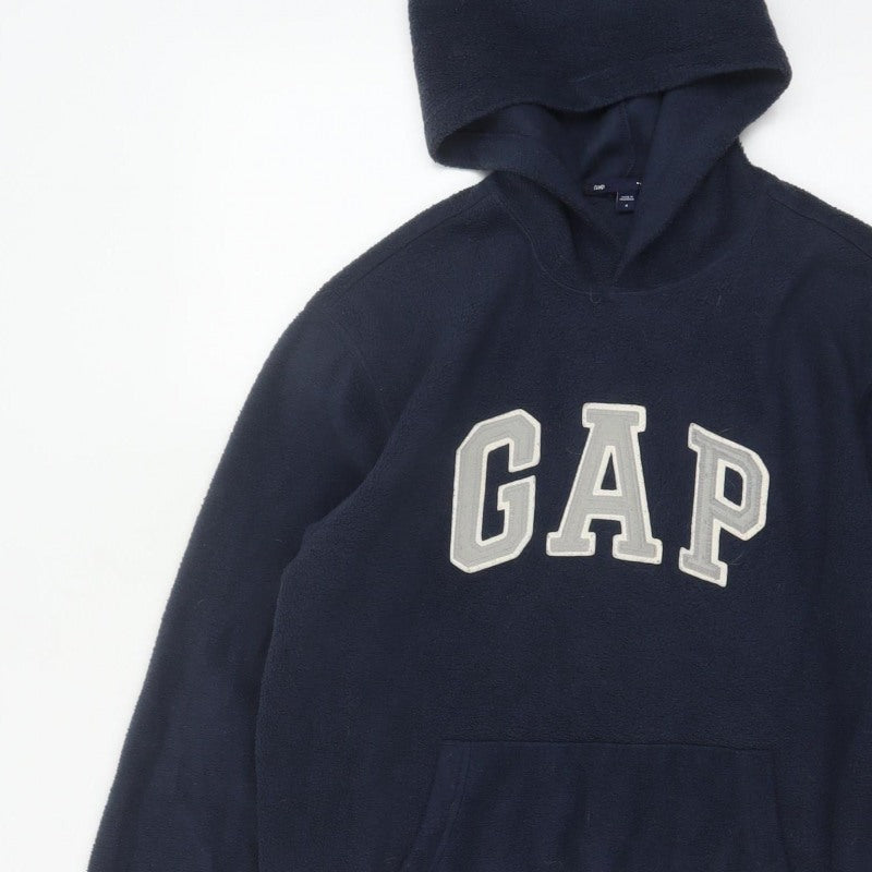 Gap Men’s Blue S Pullover Fleece Hoodie Logo Graphic Pockets