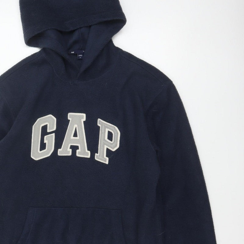 Gap Men’s Blue S Pullover Fleece Hoodie Logo Graphic Pockets