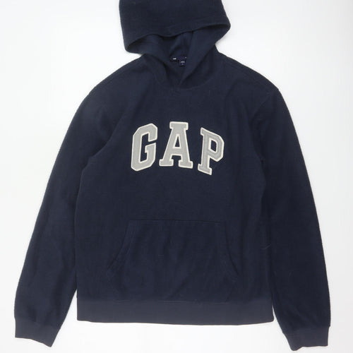 Gap Men’s Blue S Pullover Fleece Hoodie Logo Graphic Pockets