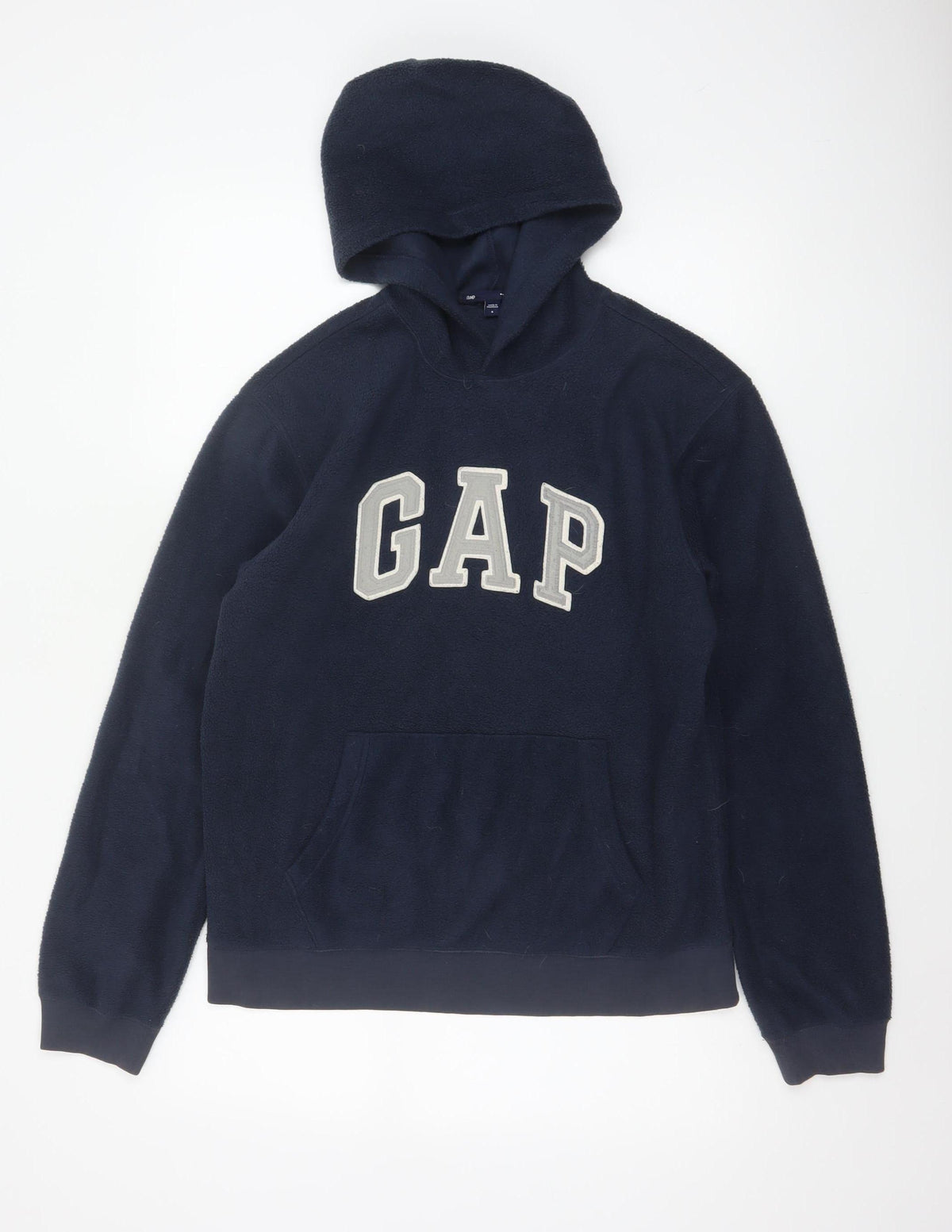 Gap Men’s Blue S Pullover Fleece Hoodie Logo Graphic Pockets