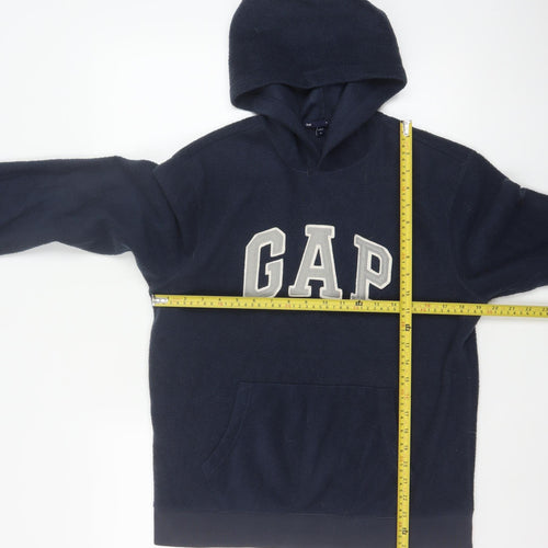 Gap Men’s Blue S Pullover Fleece Hoodie Logo Graphic Pockets