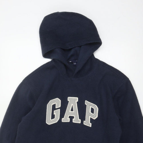 Gap Men’s Blue S Pullover Fleece Hoodie Logo Graphic Pockets